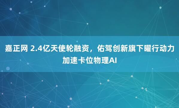 嘉正网 2.4亿天使轮融资，佑驾创新旗下曜行动力加速卡位物理AI
